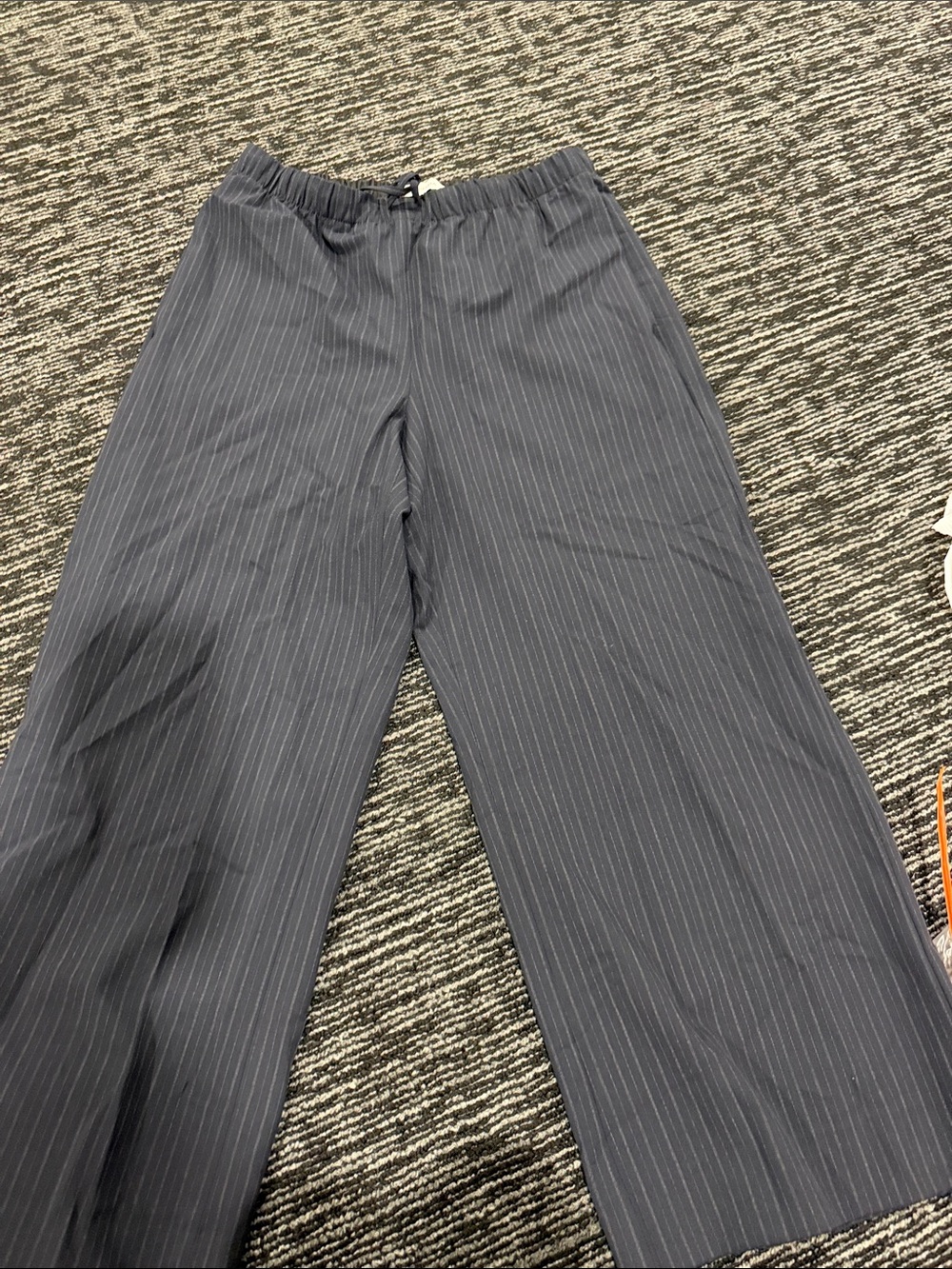 Aritzia Navy Pinstripe Wide-Leg Pants